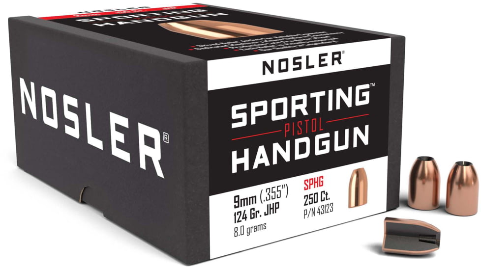Nosler HandGun Pistol Bullet 9mm 124gr JHP, 250ct, 43123