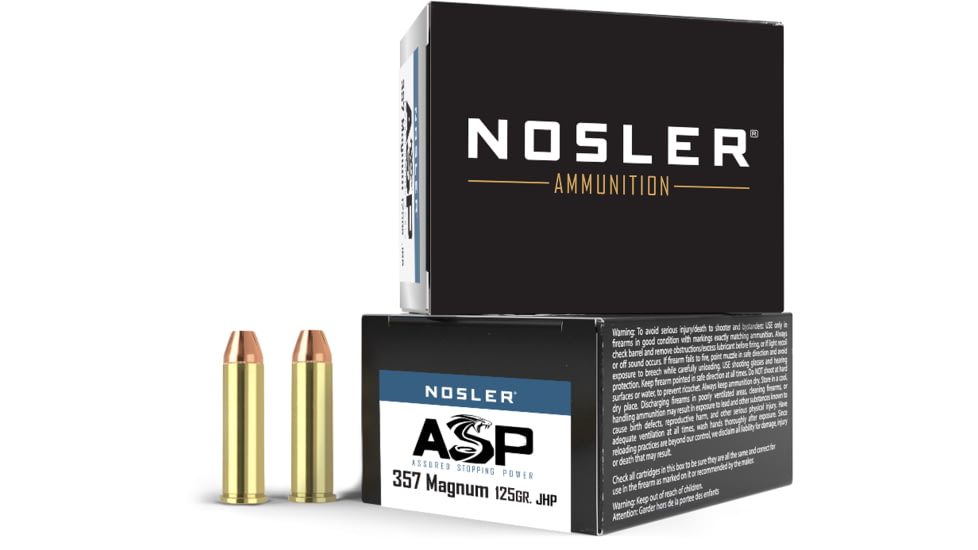 Nosler .357 Magnum 125 Grain Assured Stopping Power Jacketed Hollow Point Brass Cased Pistol Ammunition, 20 Rounds, 40134