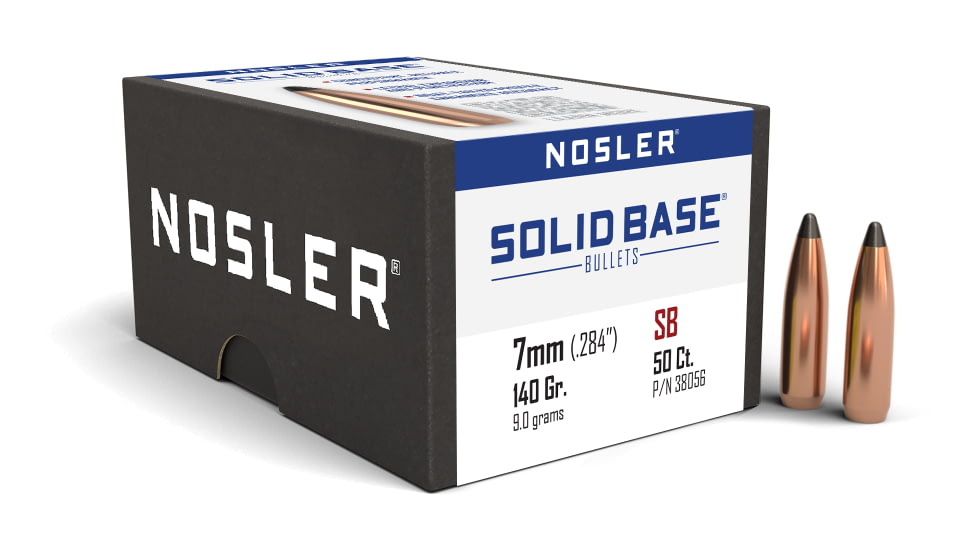 Nosler 7mm 140 Grain Solid Base Spitzer Rifle Bullets, 50 Pack, 38056
