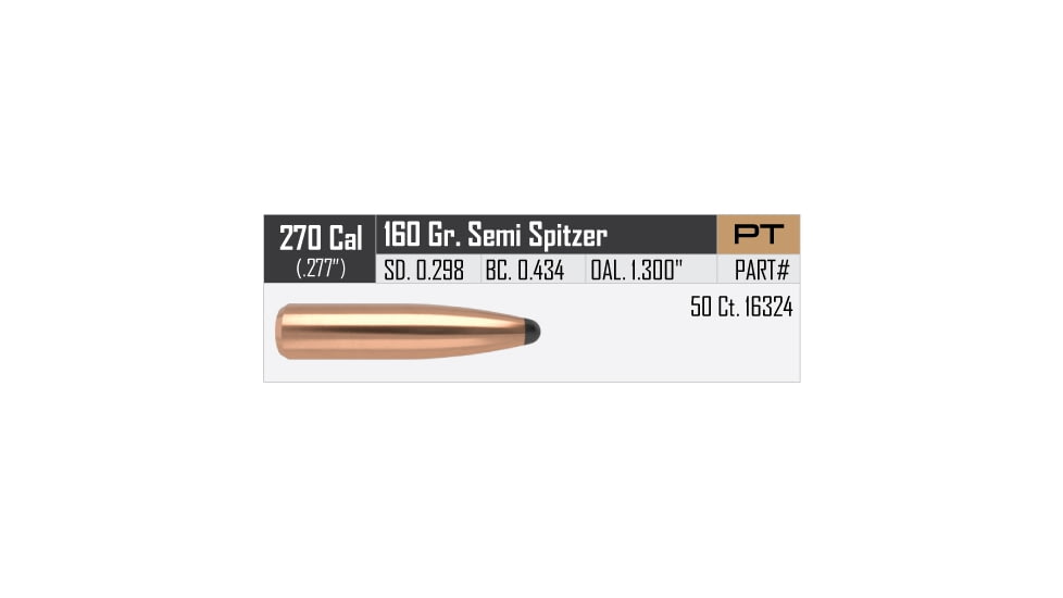 Nosler Partition Rifle Bullet .270 Caliber 160gr, 50ct, 16324