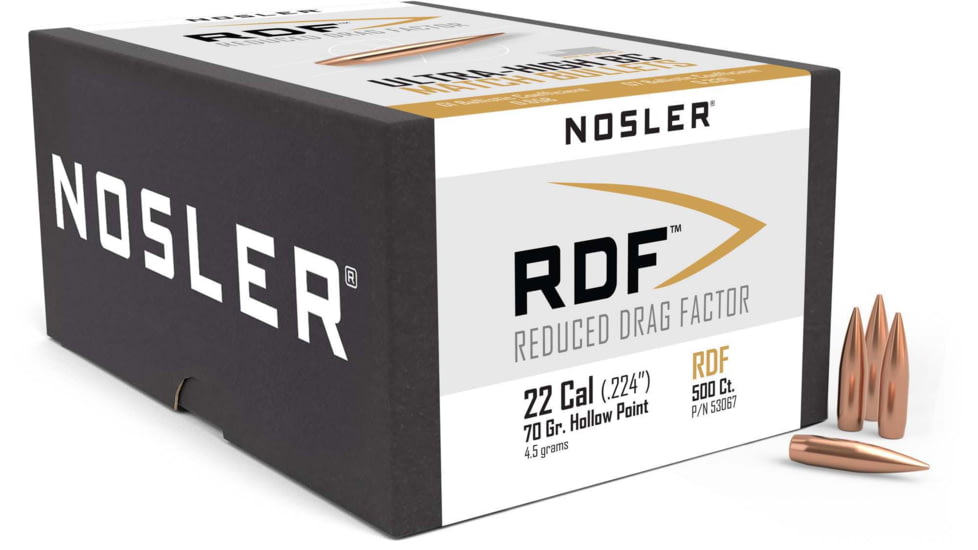 Nosler RDF Rifle Bullet .22 Caliber 70gr HPBT, 500ct, 53067