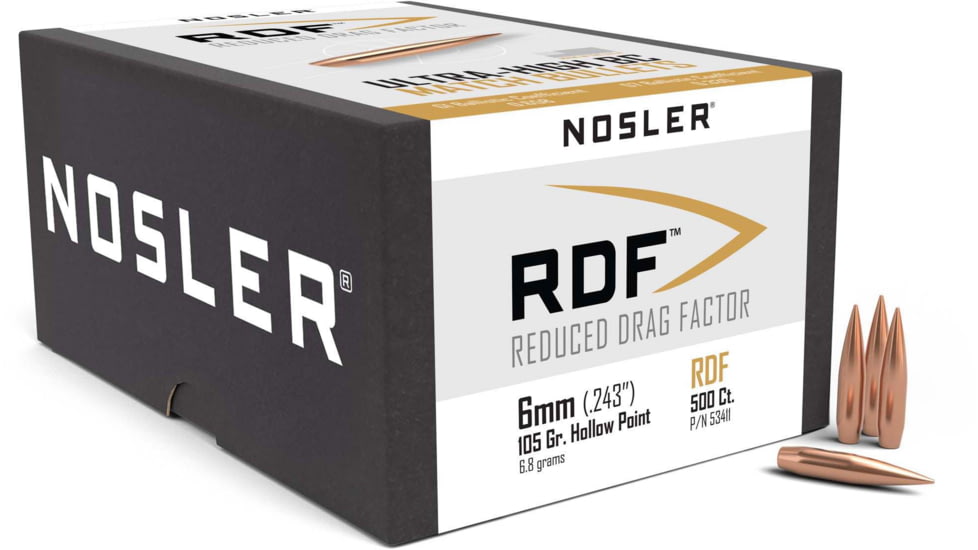 Nosler RDF Rifle Bullet 6mm 105gr HPBT, 500ct, 53411
