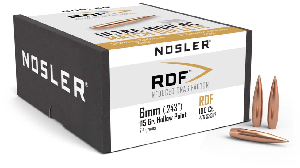 Nosler RDF Rifle Bullet 6mm 115gr HPBT, 100ct, 53507
