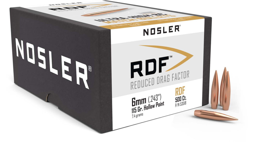Nosler RDF Rifle Bullet 6mm 115gr HPBT, 500ct, 53518
