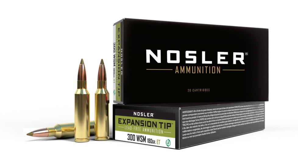Nosler Trophy Grade .300 Winchester Short Magnum 180 Grain E-Tip Brass Cased Centerfire Rifle Ammo, 20 Rounds, 40152