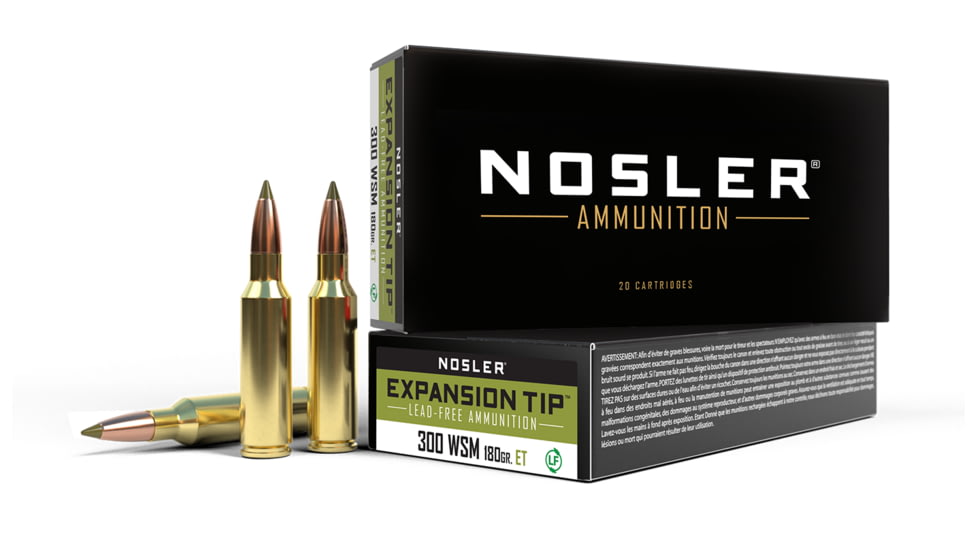 Nosler Trophy Grade .300 Winchester Short Magnum 180 Grain E-Tip Brass Cased Centerfire Rifle Ammo, 200 Round
