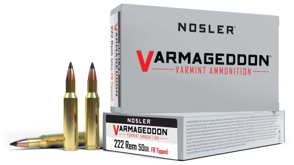 Nosler Varmageddon 222 Rem 50gr Varmageddon Brass Centerfire Shotgun Ammo, 20 Rounds, 65137