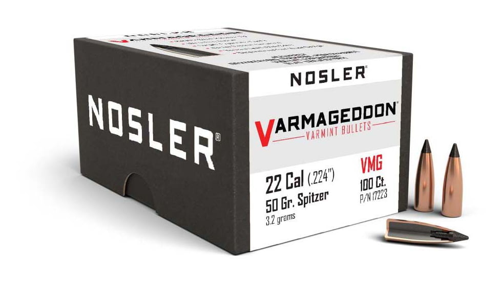 Nosler Varmageddon Rifle Bullet .22 Caliber 50gr FB Tipped, 100ct, 17223