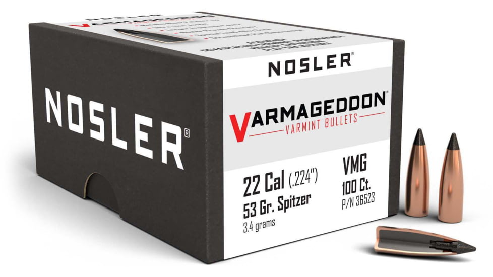 Nosler Varmageddon Rifle Bullet .22 Caliber 53gr FB Tipped, 100ct, 36523