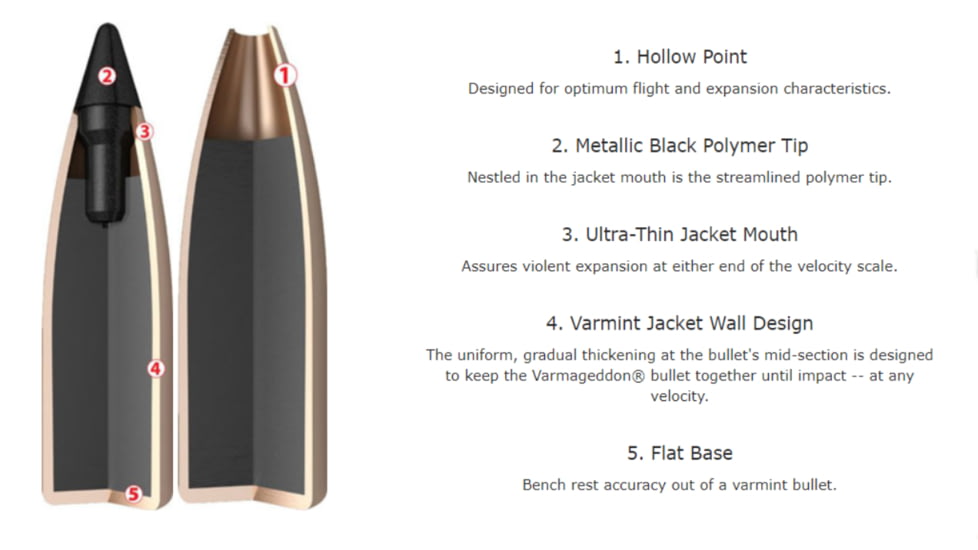 Nosler Varmageddon Rifle Bullet .22 Caliber 53gr FB Tipped, 250ct, 36524