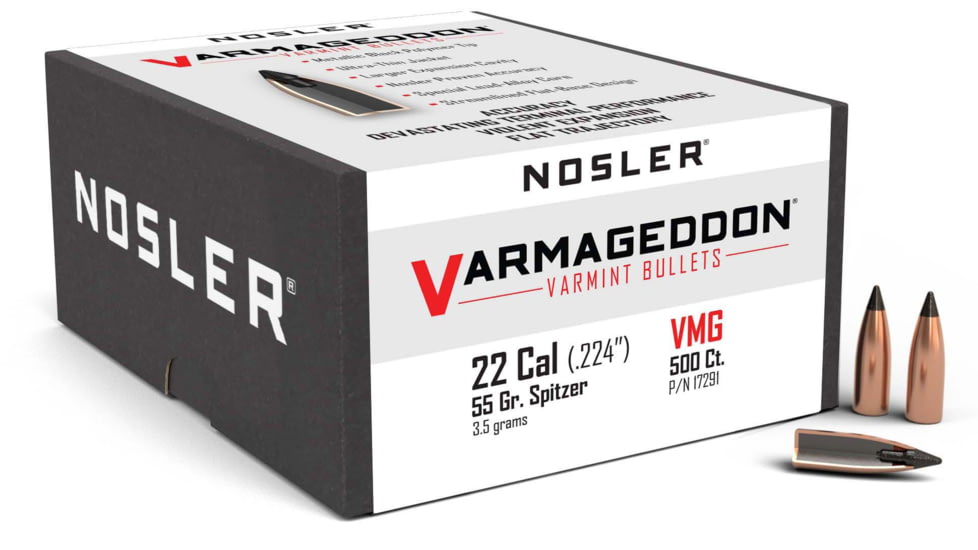 Nosler Varmageddon Rifle Bullet .22 Caliber 55gr FB Tipped, 500ct, 17291