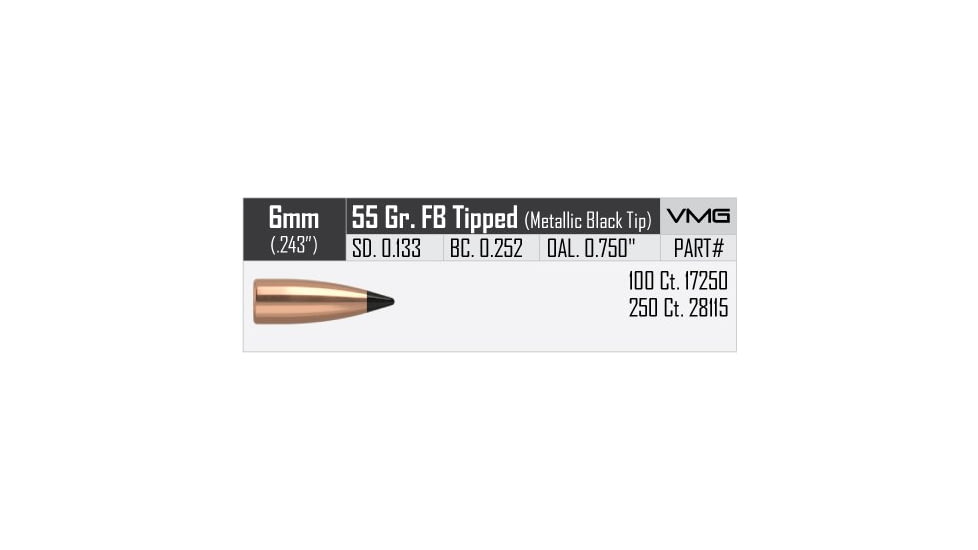 Nosler Varmageddon Rifle Bullet 6mm 55gr FB Tipped, 100ct, 17250