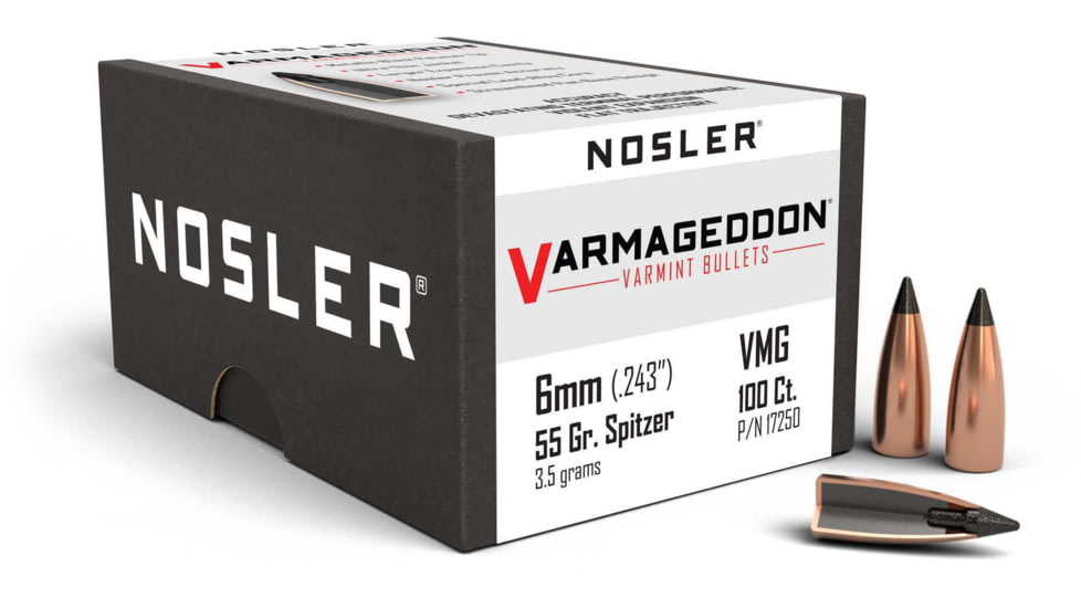 Nosler Varmageddon Rifle Bullet 6mm 55gr FB Tipped, 100ct, 17250