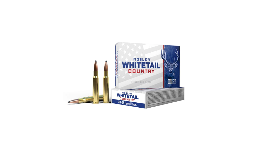 Nosler Whitetail Country 30-06 Springfield 165 Grain Solid Base Brass Cased Rifle Ammo, 200 Round