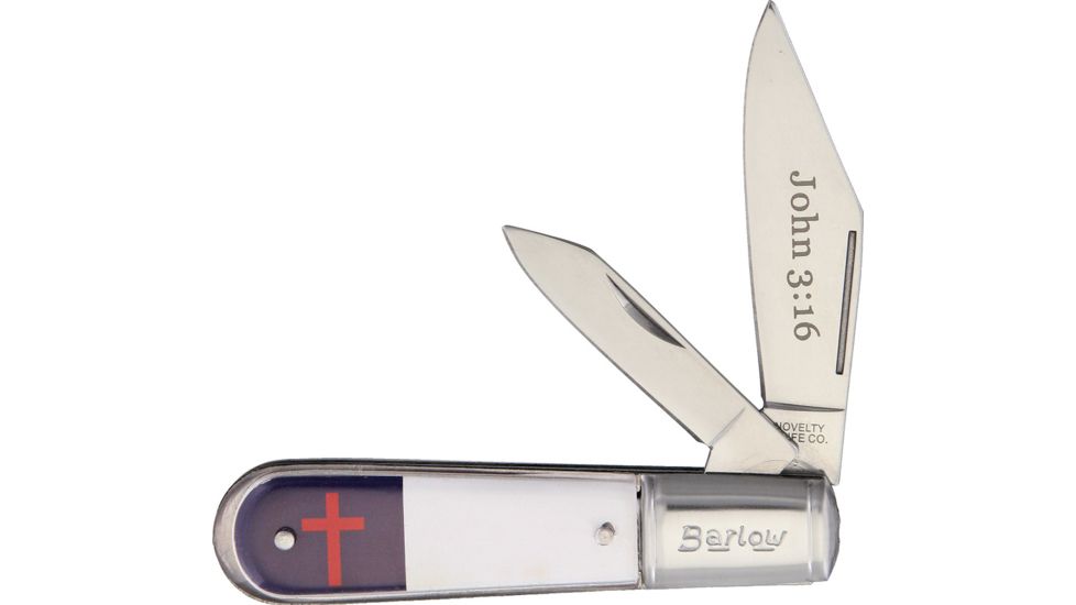 Novelty Cutlery Christian Flag Barlow Folding Knife,Stainless Steel,Standard Edge,Clip and Pen NV284