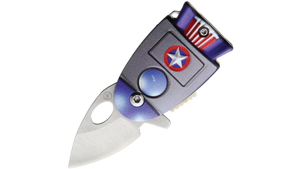 Novelty Cutlery Cosmic America Linerlock A/O Folding Knife, 1 satin finish stainless blade, Cast metal handle, NV327 / PK2970