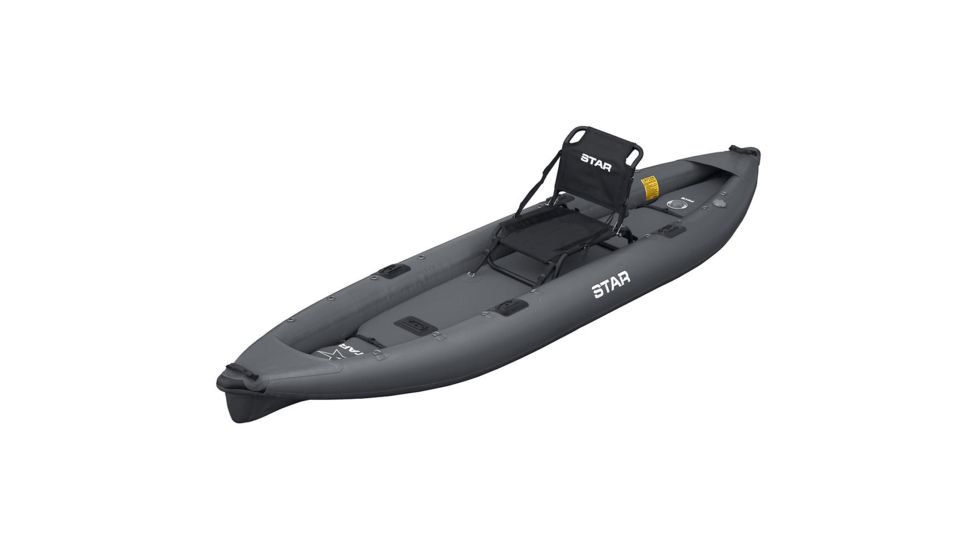 NRS STAR Pike Inflatable Fishing Kayak, Dark Gray, 12 Feet 8 Inch, 86251.01.100
