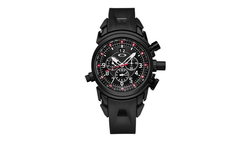 Oakley 12 Gauge Quartz Watch, Black Dial and Black Rubber Strap w/ Stealth Case 10-061