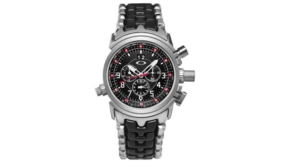 Oakley 12 Gauge Quartz Watch, Black Dial and Stainless Steel Strap w/ Honed Case 10-057