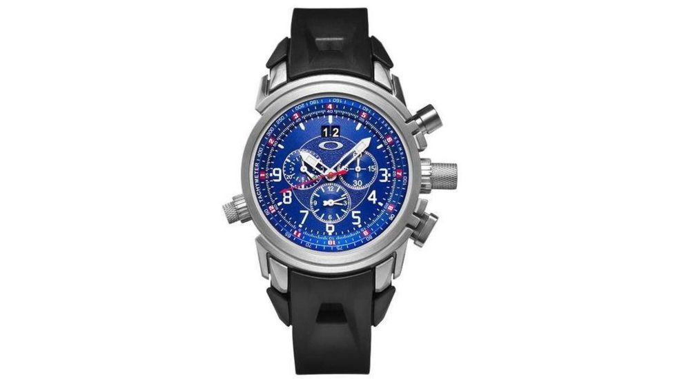 Oakley 12 Gauge Quartz Watch, Blue Dial and Black Rubber Strap w/ Honed Case 10-060