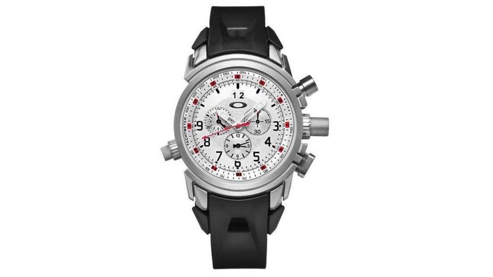 Oakley 12 Gauge Quartz Watch, White Dial and Black Rubber Strap w/ Honed Case 10-059
