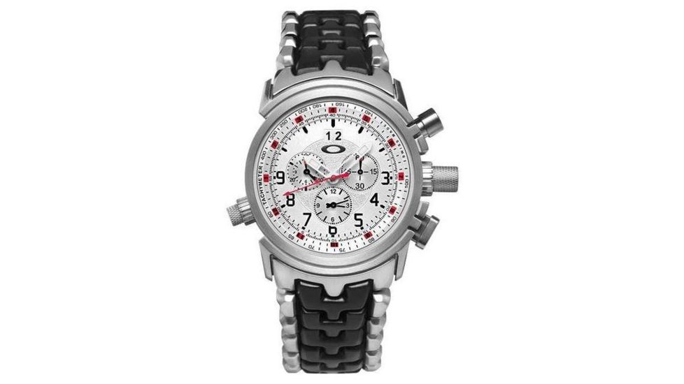 Oakley 12 Gauge Quartz Watch, White Dial and Stainless Steel Strap w/ Honed Case 10-058