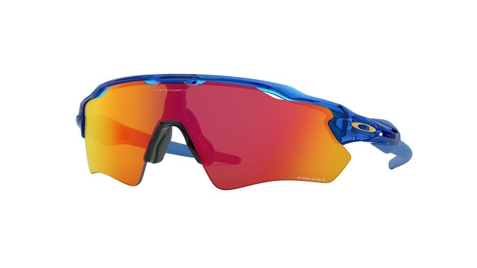 Oakley RADAR EV PATH A OO9275 Single Vision Prescription Sunglasses, 135mm, Translucent Sapphire, OO9275-927524-35-SV