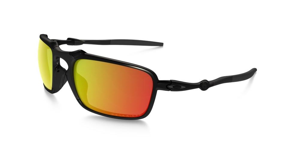 Oakley Badman Sunglasses Dark Carbon Frame, Ruby Iridium Polarized Lens-OO6020-03