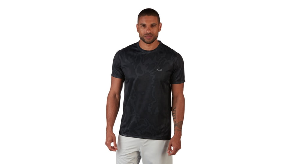 Oakley Base Short Sleeve - Mens, Blackout Topo Map, Extra Small, 434006-0A1-XS