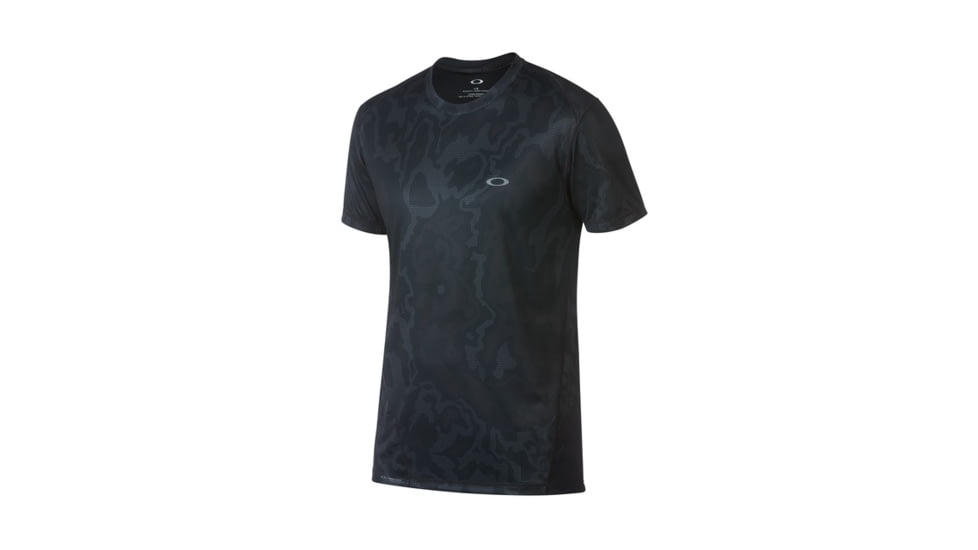 Oakley Base Short Sleeve - Mens, Blackout Topo Map, Extra Small, 434006-0A1-XS