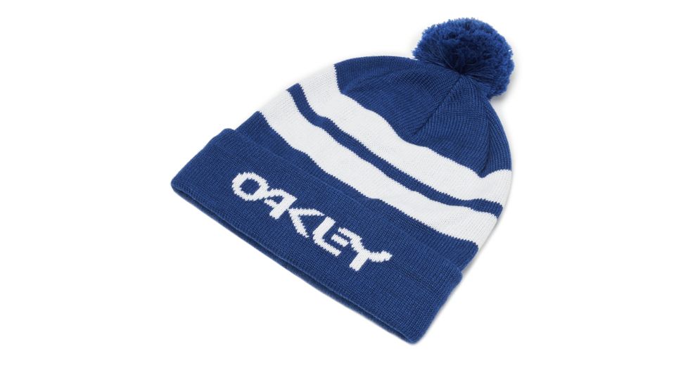 Oakley Beanie B1B Logo Striped - Mens, White, One Size 912019-100-U