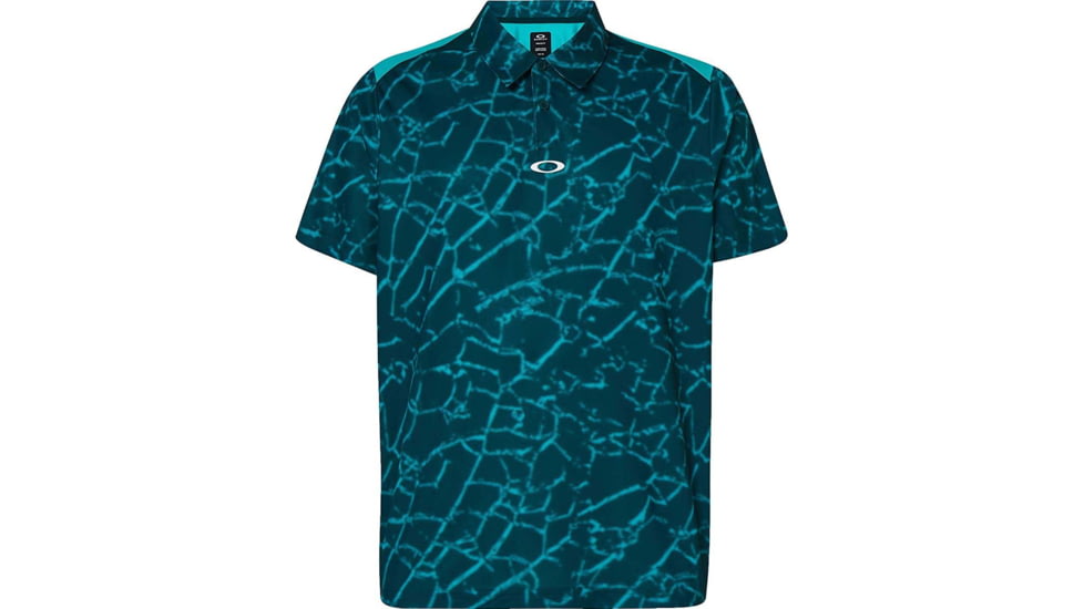 Oakley Broken Glass Polo - Mens, Green Glass Print, Medium, FOA400131-94D-M