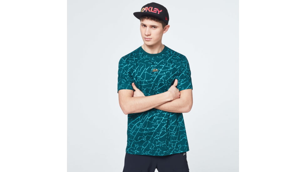 Oakley Broken Glass Short Sleeve Tee - Mens, Green Glass Print, Extra Large, FOA400048-94D-XL