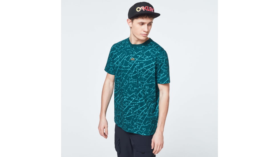 Oakley Broken Glass Short Sleeve Tee - Mens, Green Glass Print, Extra Large, FOA400048-94D-XL