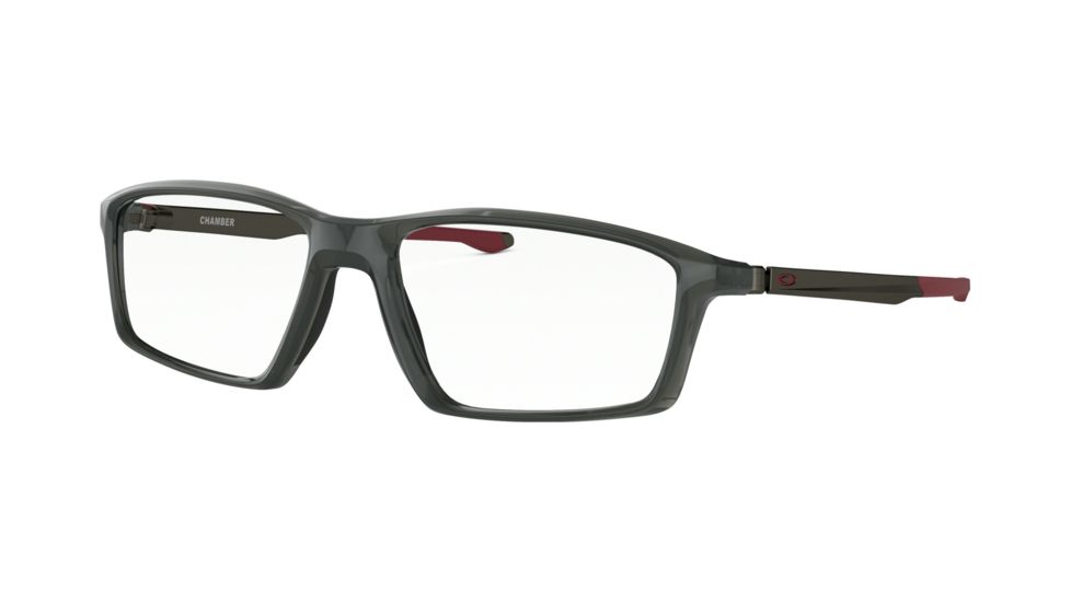 Oakley CHAMBER OX8138 Eyeglass Frames 813803-53 - Polished Grey Smoke Frame, Clear Lenses