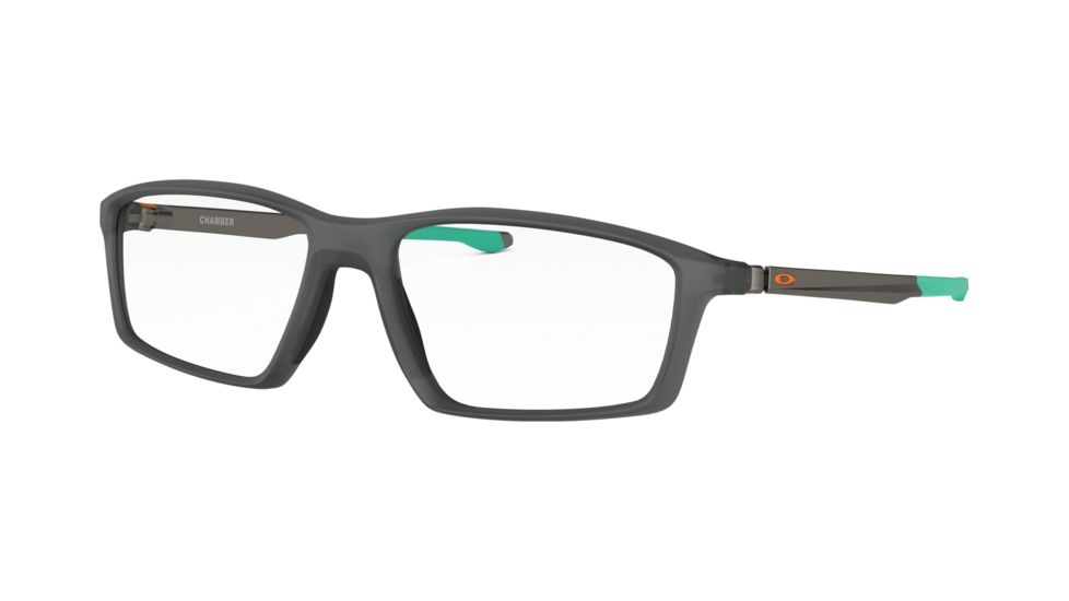 Oakley CHAMBER OX8138 Eyeglass Frames 813804-55 - Satin Grey Smoke Frame, Clear Lenses