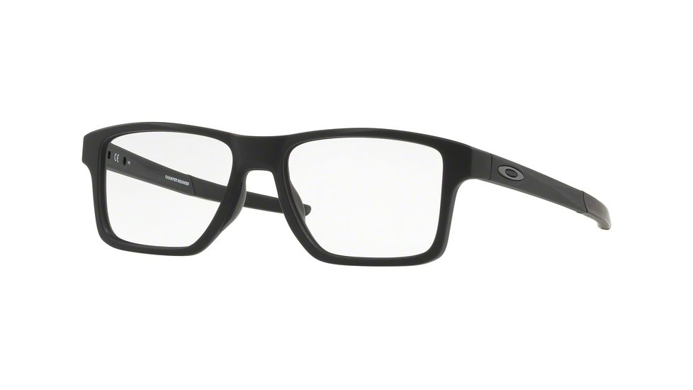 Oakley CHAMFER SQUARED OX8143 Eyeglass Frames 814301-52 - Satin Black Frame, Clear Lenses