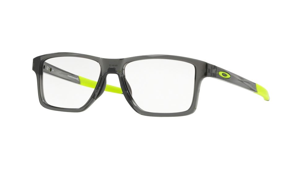 Oakley CHAMFER SQUARED OX8143 Eyeglass Frames 814306-52 - Polished Grey Smoke Frame, Clear Lenses