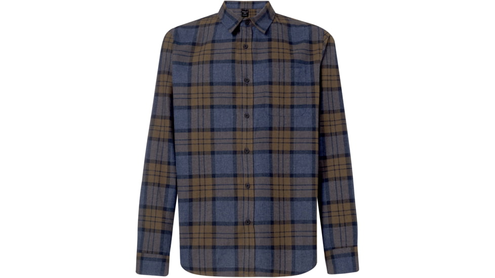 Oakley Checked Woven Long Sleeve Shirt 1 - Mens, Blue Hthr -Olive Check, 2XL, FOA400535-9DA-XXL