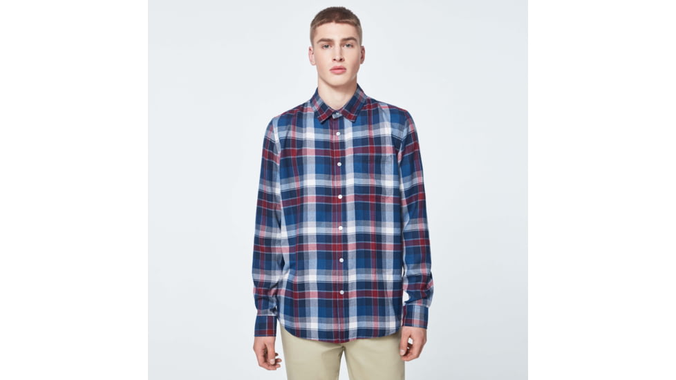 Oakley Checked Woven Long Sleeve Shirt 3 - Mens, Blue-Burgundy-White Check, Large, FOA400538-9DC-L
