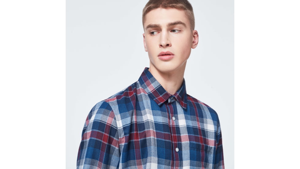 Oakley Checked Woven Long Sleeve Shirt 3 - Mens, Blue-Burgundy-White Check, Large, FOA400538-9DC-L