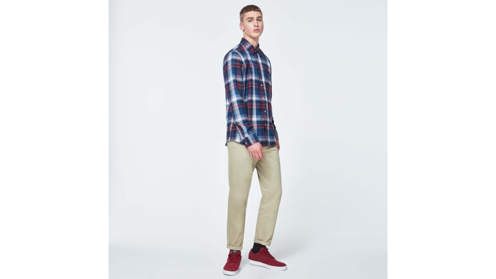 Oakley Checked Woven Long Sleeve Shirt 3 - Mens, Blue-Burgundy-White Check, Large, FOA400538-9DC-L