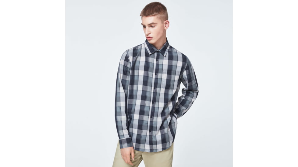 Oakley Checked Woven Long Sleeve Shirt 5 - Mens, Grey Scale Check, Extra Large, FOA400537-9DF-XL