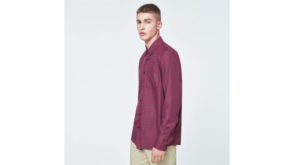 Oakley Checked Woven Long Sleeve Shirt 6 - Mens, Mini Check Red-Blue, Extra Large, FOA400534-9DG-XL