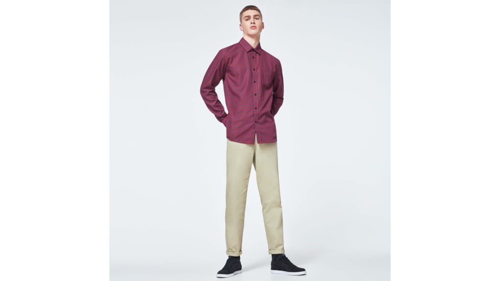 Oakley Checked Woven Long Sleeve Shirt 6 - Mens, Mini Check Red-Blue, Extra Large, FOA400534-9DG-XL