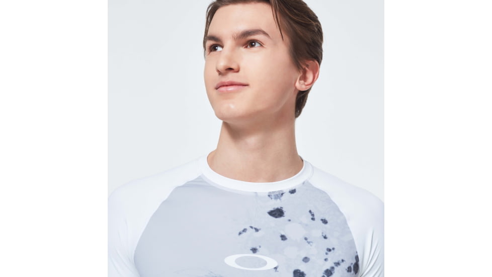 Oakley Color Block Long Sleeve Rashguard T-Shirt - Mens, White Marble Print, Small, FOA400099-96L-S