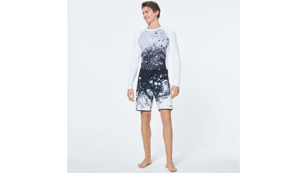 Oakley Color Block Long Sleeve Rashguard T-Shirt - Mens, White Marble Print, Small, FOA400099-96L-S