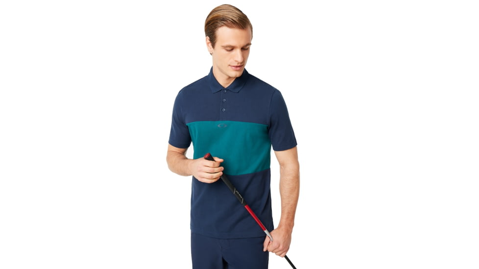 Oakley Color Block Polo Short Sleeve - Mens, Foggy Blue, 2XL, 434322-6FB-XXL