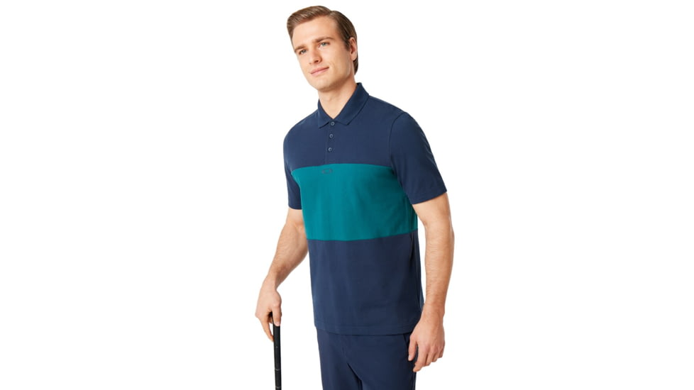 Oakley Color Block Polo Short Sleeve - Mens, Foggy Blue, 2XL, 434322-6FB-XXL