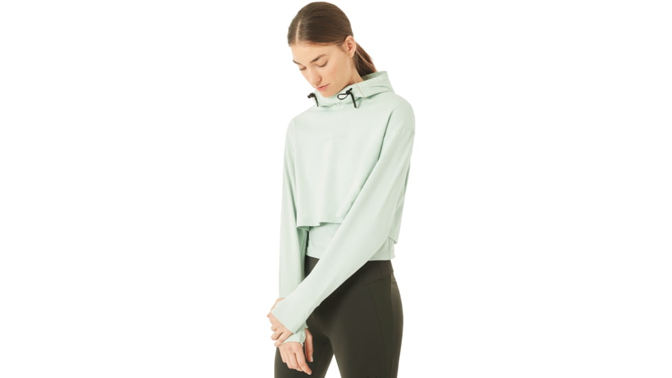 Oakley Crop Fleece Hoodie - Womens, Aqua Foam, Extra Small, 561324-7B4-XS